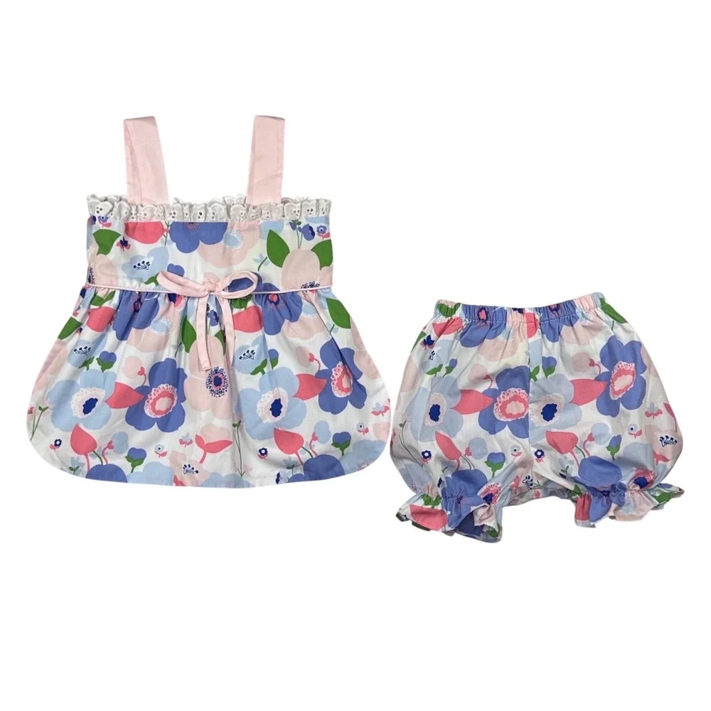 TBBC The Beaufort Bonnet Company Palm Spring Peony Diaper Cover Set Size 6-12M
